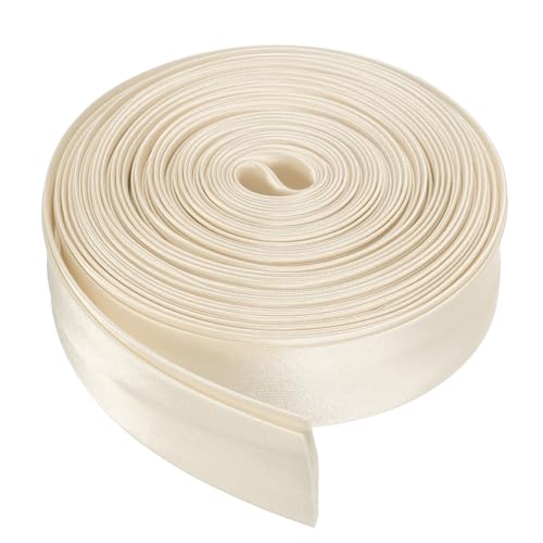 MECCANIXITY Double Fold Bias Tape for Sewing 4/5 Inch x 5.5 Yards Satin Pre-fold Continuous Binding Tape for Seaming Quilting Hemming Binding DIY Crafts, Beige - Image 1