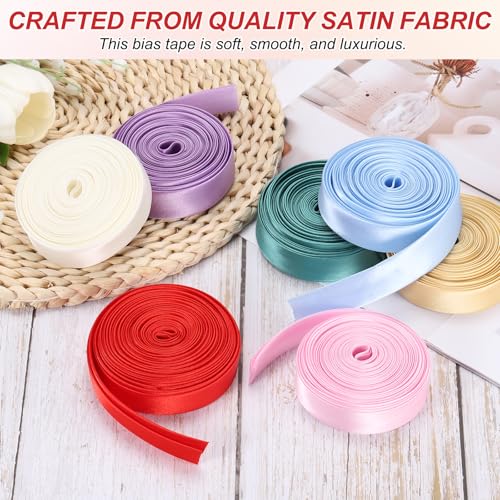 MECCANIXITY Double Fold Bias Tape for Sewing 4/5 Inch x 5.5 Yards Satin Pre-fold Continuous Binding Tape for Seaming Quilting Hemming Binding DIY Crafts, Beige - Image 3