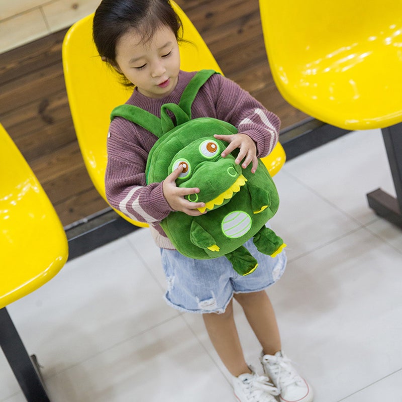 🧸 حقيبة ظهر ناعمة على شكل ديناصور كرتوني خضراء محمولة للمدرسة للفتيات الصغيرات - Image 3