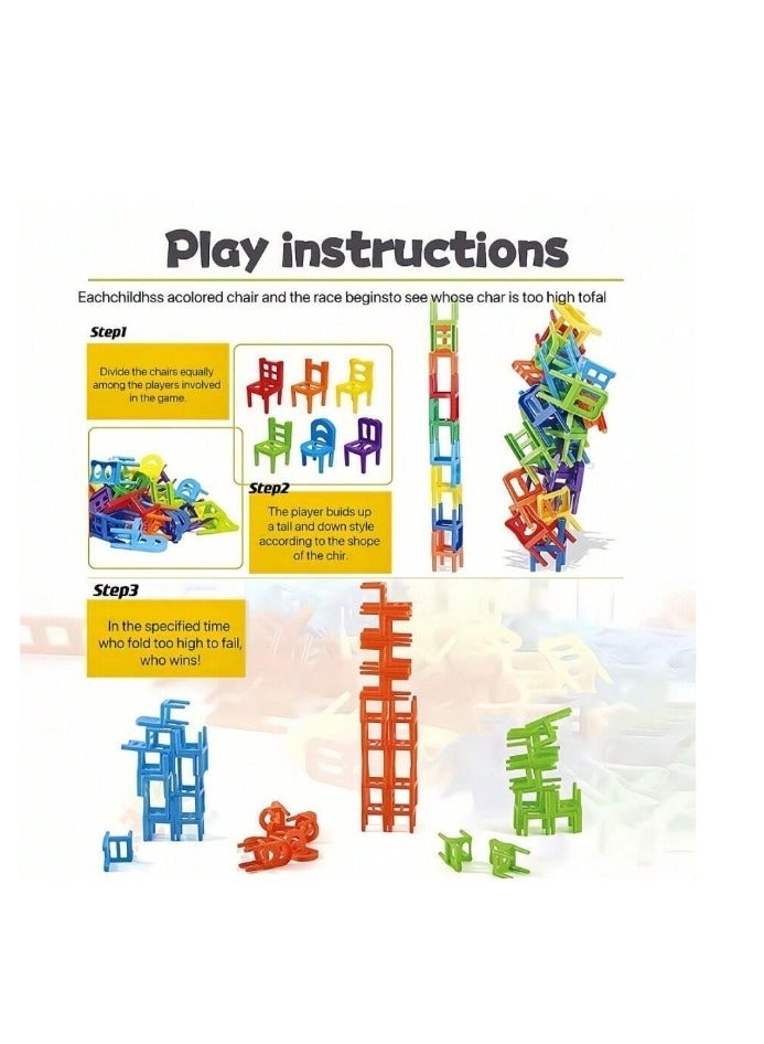 42-Pieces/Set Board Game Balance Chairs,Adult Kids Stacking Game Toys,Parent-Child DIY Interactive Toy - Image 3