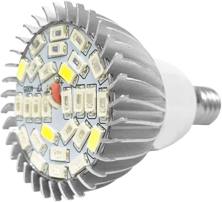 ويوبلز مصباح نمو للنباتات الداخلية، مصباح LED كامل الطيف بقوة 28 واط E14/GU10، ضوء شمسي اصطناعي لنمو أزهار الحدائق والبيوت الزجاجية والزراعة المائية (E14) - Image 1