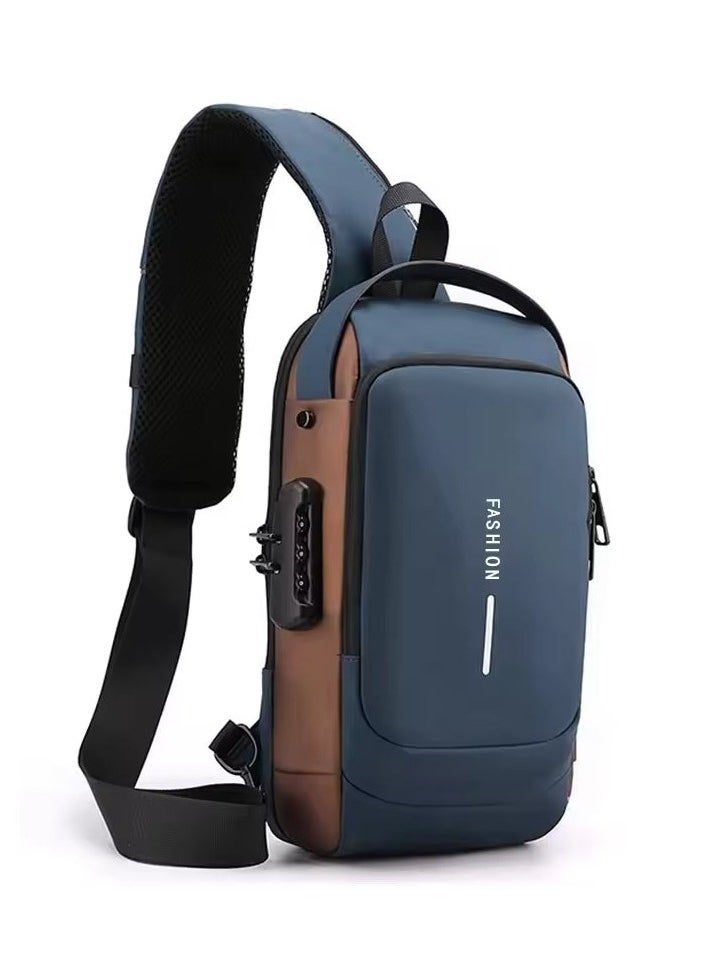 LIMITLESS - Men's Sling Shoulder Backpack USB Charging Sport Sling Anti-Theft Shoulder Bag, Waterproof Crossbody Bags Chest Daypack for Hiking Cycling Travelling Outdoor, Brown - Image 1