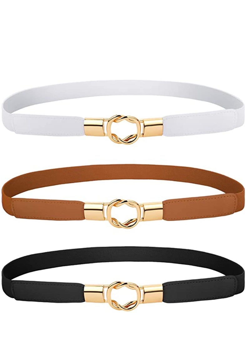 SOLARAE Women Waist Belt Skinny Elastic Thin Belt Waist Cinch Belt for Women Girls Accessories Fashion Women Belt Vintage Buckle Skinny Waist Strap Pin Buckle Belts for Jeans Dress Shorts 3 Pieces - Image 1