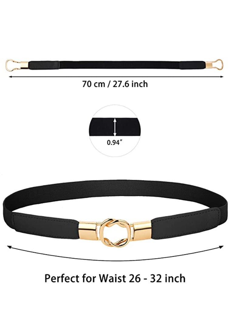 SOLARAE Women Waist Belt Skinny Elastic Thin Belt Waist Cinch Belt for Women Girls Accessories Fashion Women Belt Vintage Buckle Skinny Waist Strap Pin Buckle Belts for Jeans Dress Shorts 3 Pieces - Image 4