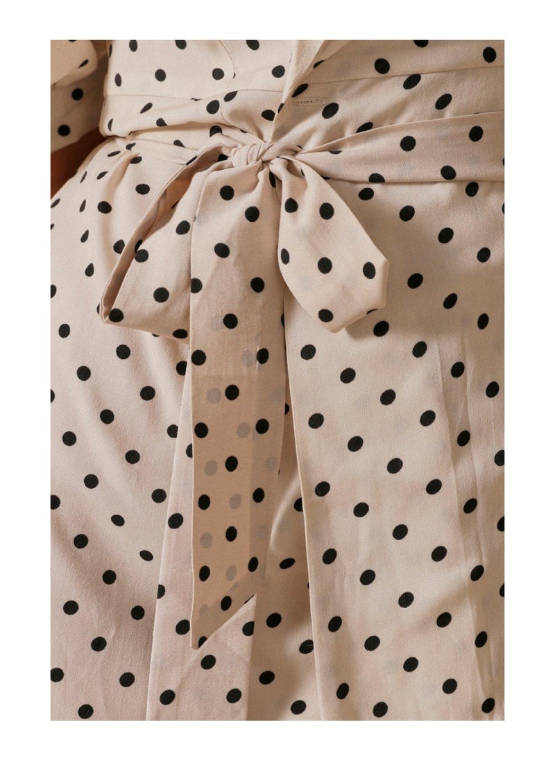 Miss Pap - Polka Dot Extreme Puff Sleeve Wrap Dress - Image 1