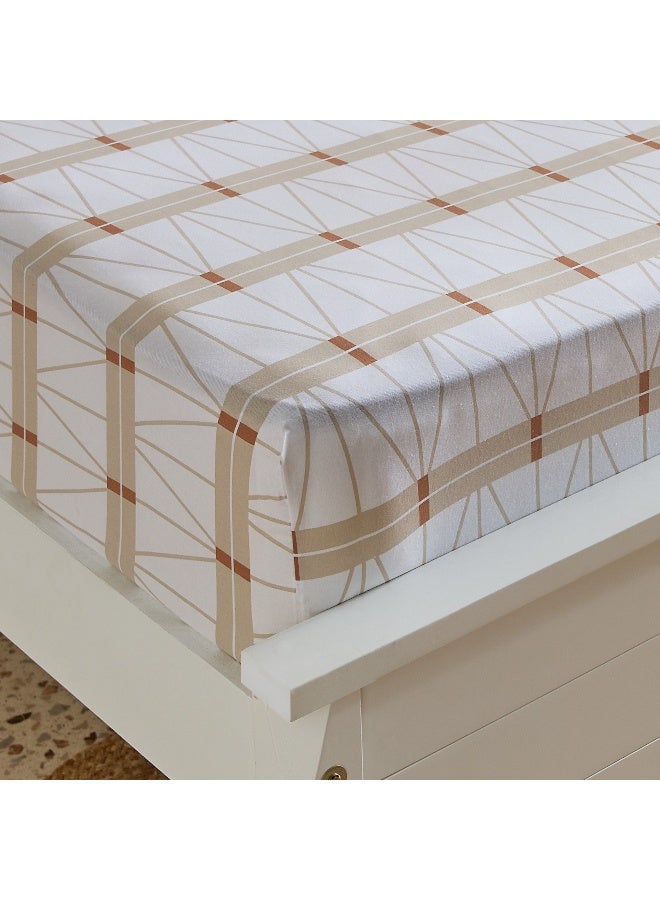 Home Box Malta Lattice Printed Cotton King Fitted Sheet - 180x200+33 cm - Image 1
