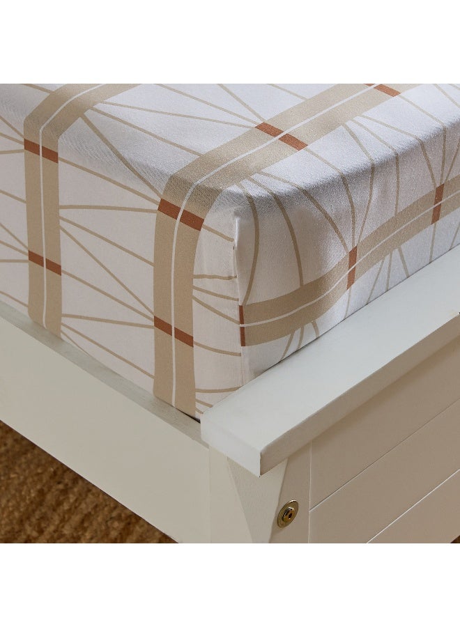 Home Box Malta Lattice Printed Cotton King Fitted Sheet - 180x200+33 cm - Image 4