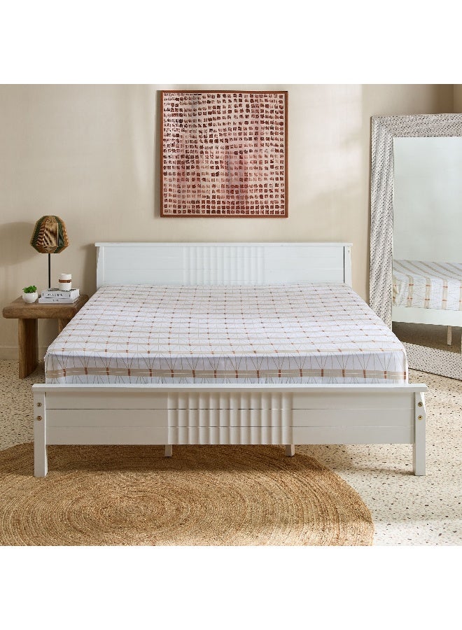 Home Box Malta Lattice Printed Cotton King Fitted Sheet - 180x200+33 cm - Image 3