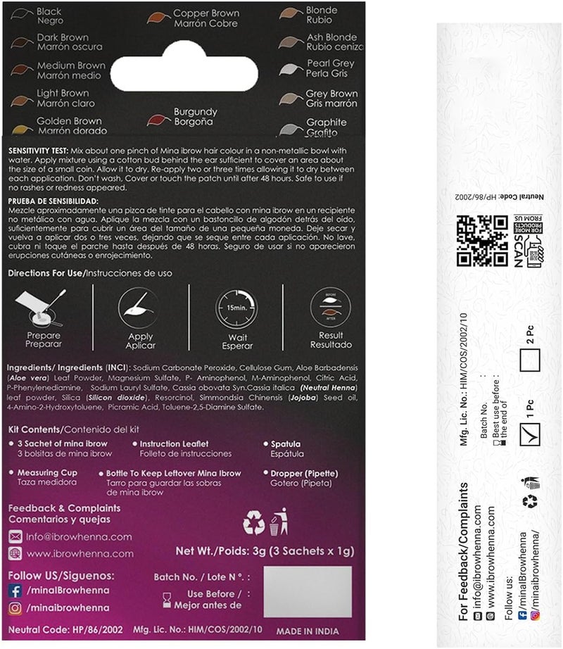 MinaiBrow Hair Color Medium Brown | Natural Spot Coloring and Hair Tinting Powder with Duo Angled Brush, Water and Smudge Proof | No Ammonia, No Lead with 100% Gray Coverage Up to 30 Applications - Image 2