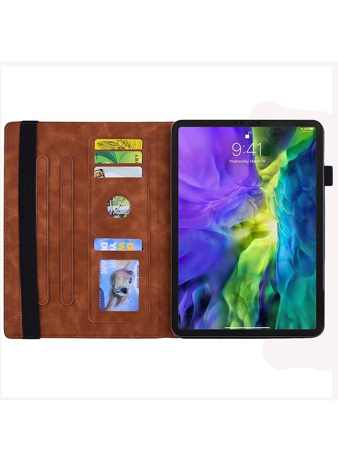 Zaboon Case For iPad mini 2024 / mini 6 Calf Pattern Double Folding Design Embossed Leather Tablet Case with Holder & Card Slots & Pen Slot & Elastic Band - Image 4