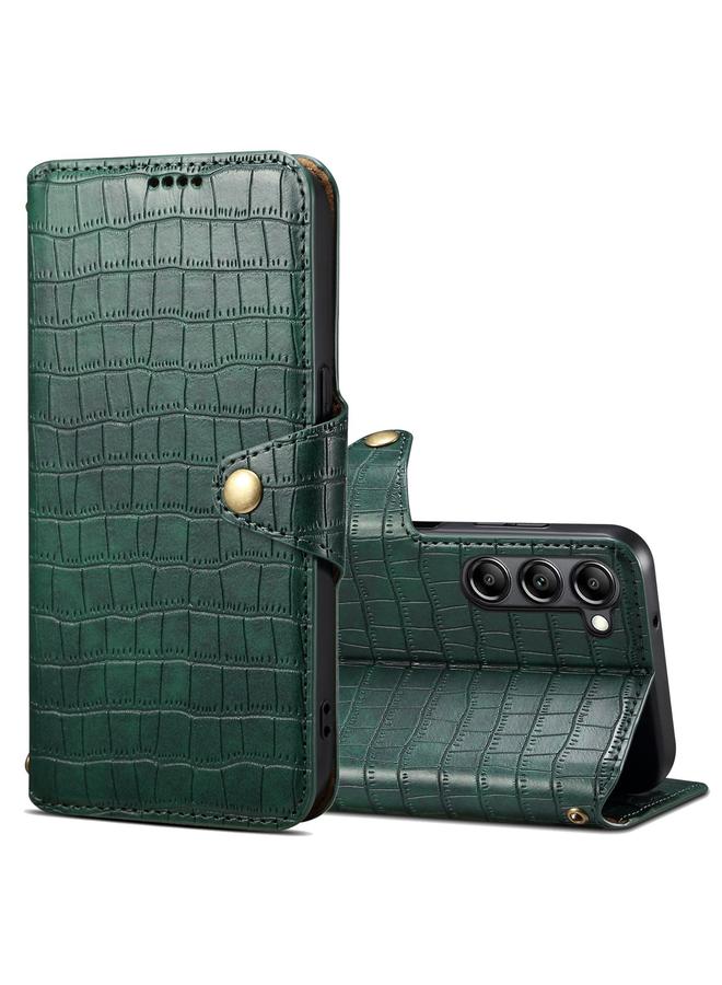 Denior Case For Samsung Galaxy S24 5G Crocodile Texture Oil Edge Leather Phone Case - Image 1
