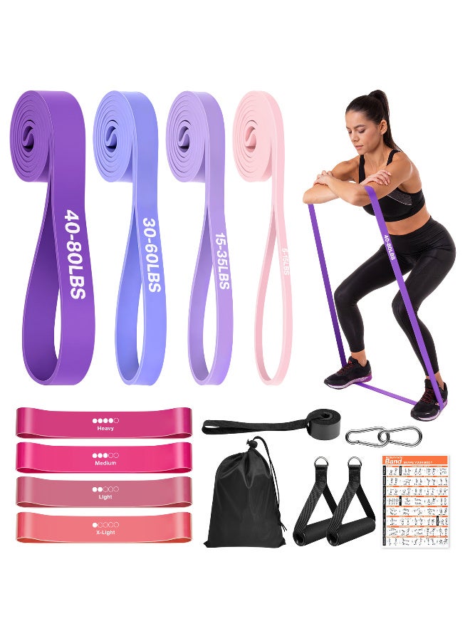 12 PCS Resistance Bands Set,Exercise Bands for Women,Skin-Friendly Loop Stretch Band for Exercise,Home Gym,Yoga,Strength Training - Image 1