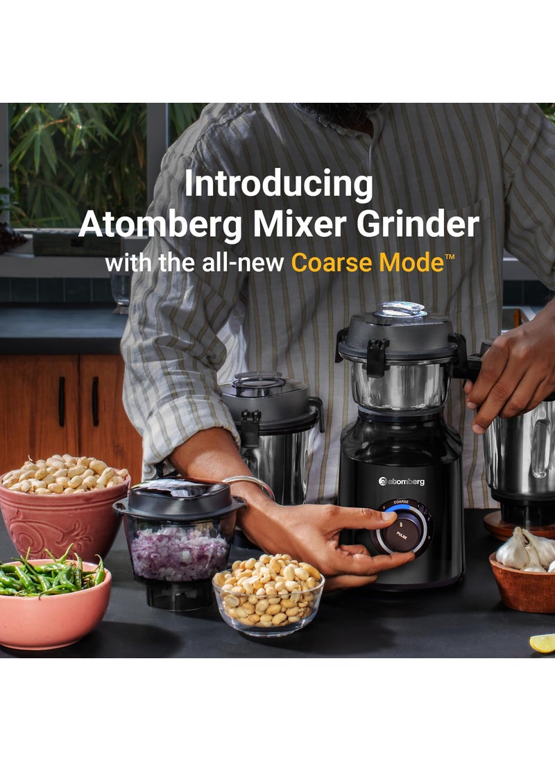 atomberg Atomberg Zenova Mixer Grinder with Unique Coarse Mode Advanced Safety Features 4 Jars including Chopper Jar with Hands Free Operation Black  - Image 2