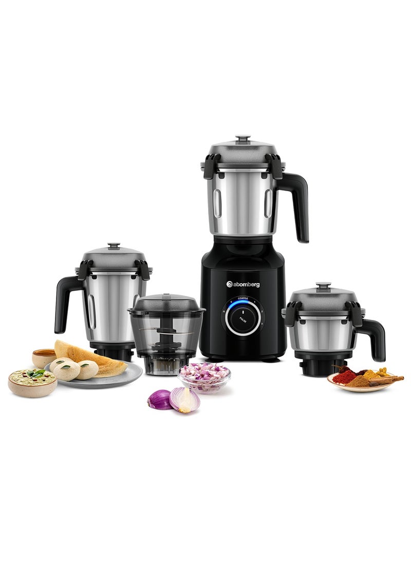 atomberg Atomberg Zenova Mixer Grinder with Unique Coarse Mode Advanced Safety Features 4 Jars including Chopper Jar with Hands Free Operation Black  - Image 1