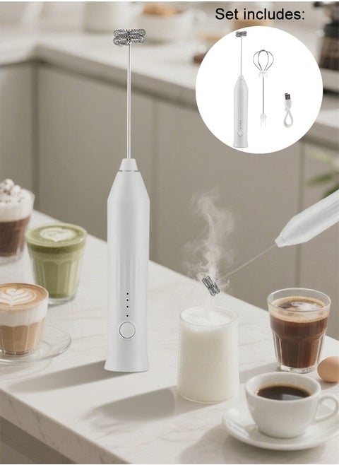 Portable Milk Frother for Baking & Milk Foam - Multifunctional Foam Maker with Dual Mixing Heads, 3 Adjustable Speeds & Type-C Fast Charging, Perfect for Kitchen, Baking and Coffee