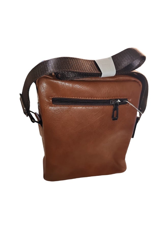 BOLO LingShi Premium Leather Crossbody Bag for Men – Compact Sling Shoulder Bag with Adjustable Strap (Brown) - Image 3