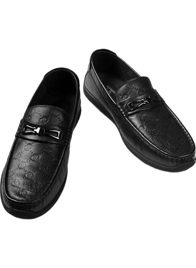 Septwolves Top-Grain Leather Loafers, Men'S Shoes, Spring And Summer Business Casual Leather Shoes, Slip-On Loafers For Men, Black, Size 40 - Image 3