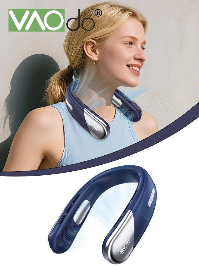 فاو دو مروحة عنق قابلة للارتداء، مروحة بدون شفرات بخمس سرعات، مروحة شخصية قوية قابلة لإعادة الشحن للاستخدام في المهاجع المدرسية والمكاتب والأماكن الخارجية  ﻿ - Image 1