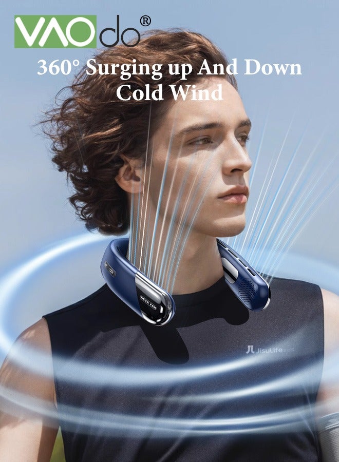 فاو دو مروحة عنق قابلة للارتداء، مروحة بدون شفرات بخمس سرعات، مروحة شخصية قوية قابلة لإعادة الشحن للاستخدام في المهاجع المدرسية والمكاتب والأماكن الخارجية  ﻿ - Image 4