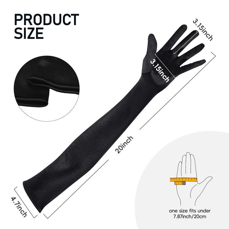 Garma Long Black Opera Gloves Women Formal, 1920s Satin Wedding Bridal Princess Dress For Women, Elbow Length 20inch - Image 4