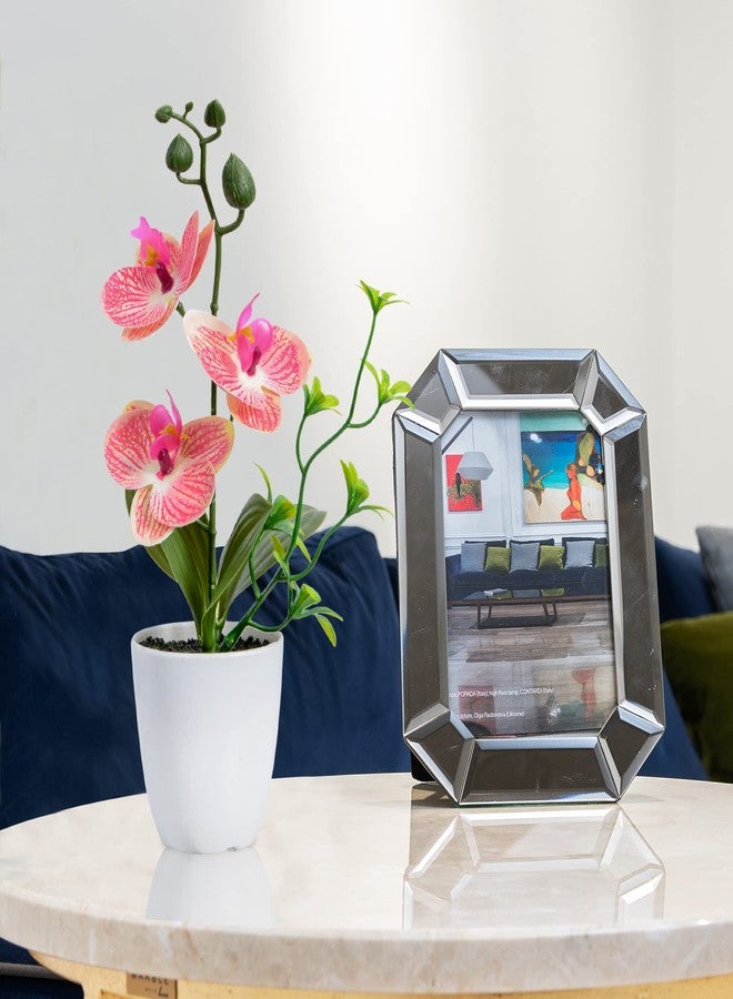 زونور مجموعة XONOR من 4 قطع من زهور الأوركيد الاصطناعية، زهور أوركيد صغيرة في أصيص، زهور أوركيد مزيفة مع مزهرية بلاستيكية لتزيين طاولة المنزل أو المكتب أو حفل الزفاف (بنفسجي وأحمر) - Image 4