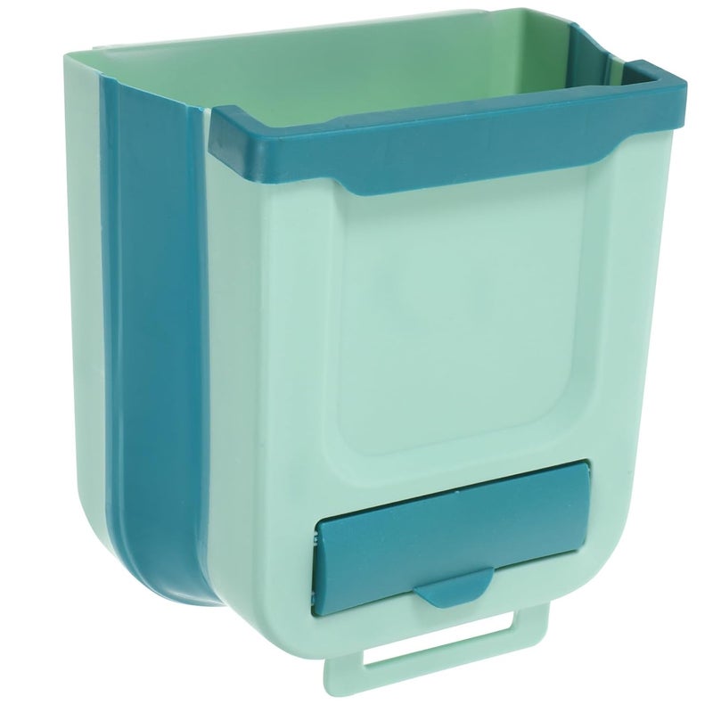Garneck Hanging Foldable Kitchen Trash Can 7l Green Compact Wall-Mounted Garbage Bin for Home Waste Sorting and Compost Storage - Image 1