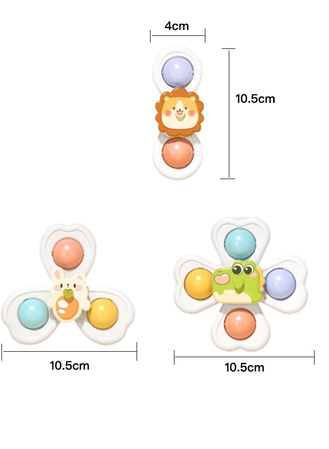 Baby Spinning Toy with Strong Pop Suction Cups, Fidget Spinner Toy with Animatronic Design for 1 2 Year Old Kids and Toddlers, Boys and Girls, 3 Packs - Image 4