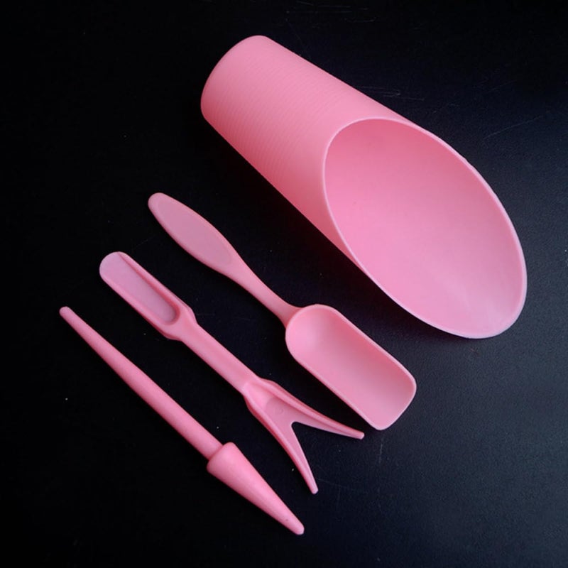 Pink Plastic Garden Tool Set 4pcs for Succulent Transplanting Soil Loosening Indoor Outdoor - Image 5