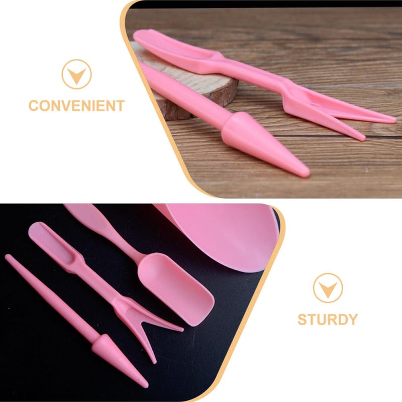Pink Plastic Garden Tool Set 4pcs for Succulent Transplanting Soil Loosening Indoor Outdoor - Image 4