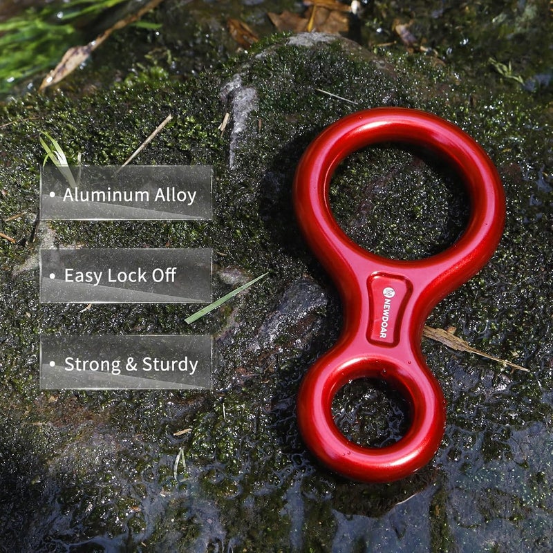 Newdoar Climbing Gear Downhill Equipment, Descender Rappel Rock Climbing Descending Belaying Equipment Rescue Figure 8 Descender Rigging Plate 35KN for Climbing Belaying and Rappeling Device - Image 3