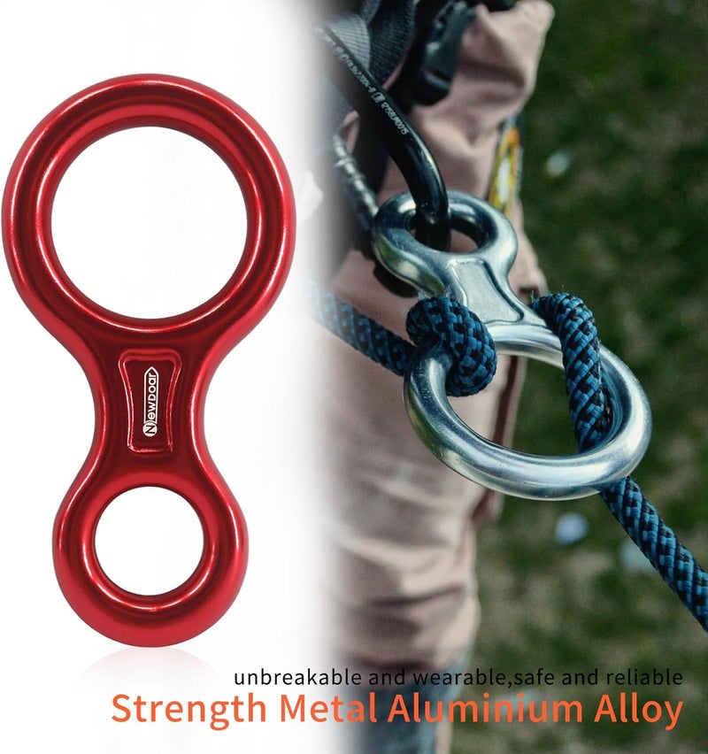 Newdoar Climbing Gear Downhill Equipment, Descender Rappel Rock Climbing Descending Belaying Equipment Rescue Figure 8 Descender Rigging Plate 35KN for Climbing Belaying and Rappeling Device - Image 4