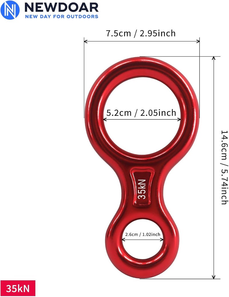 Newdoar Climbing Gear Downhill Equipment, Descender Rappel Rock Climbing Descending Belaying Equipment Rescue Figure 8 Descender Rigging Plate 35KN for Climbing Belaying and Rappeling Device - Image 1