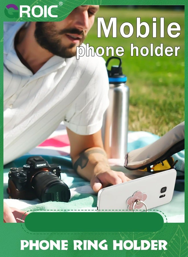 GROIC 4Pcs Cell Phone Ring Holder Flower Shape Phone Ring Holder Metal Finger Grip Finger Kickstand 360° Rotation Universal Finger Ring Phone Grip Compatible With All Smartphone  - Image 5