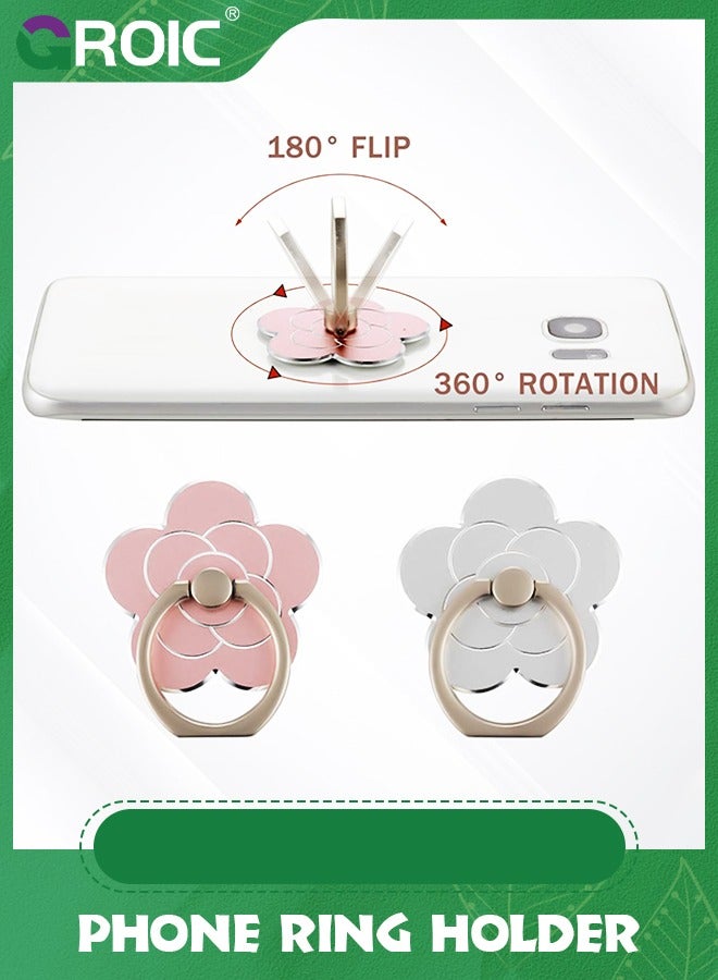 GROIC 4Pcs Cell Phone Ring Holder Flower Shape Phone Ring Holder Metal Finger Grip Finger Kickstand 360° Rotation Universal Finger Ring Phone Grip Compatible With All Smartphone  - Image 4