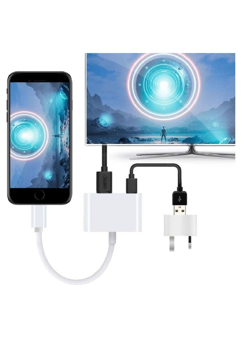 Generic - [Apple MFi Certified] Lightning to HDMI Digital AV Adapter,1080P Video & Audio Sync Screen Converter AV Adapter with Charging Port for iPhone HDMI Converter to HD TV/Projector/Monitor Support All iOS - Image 1
