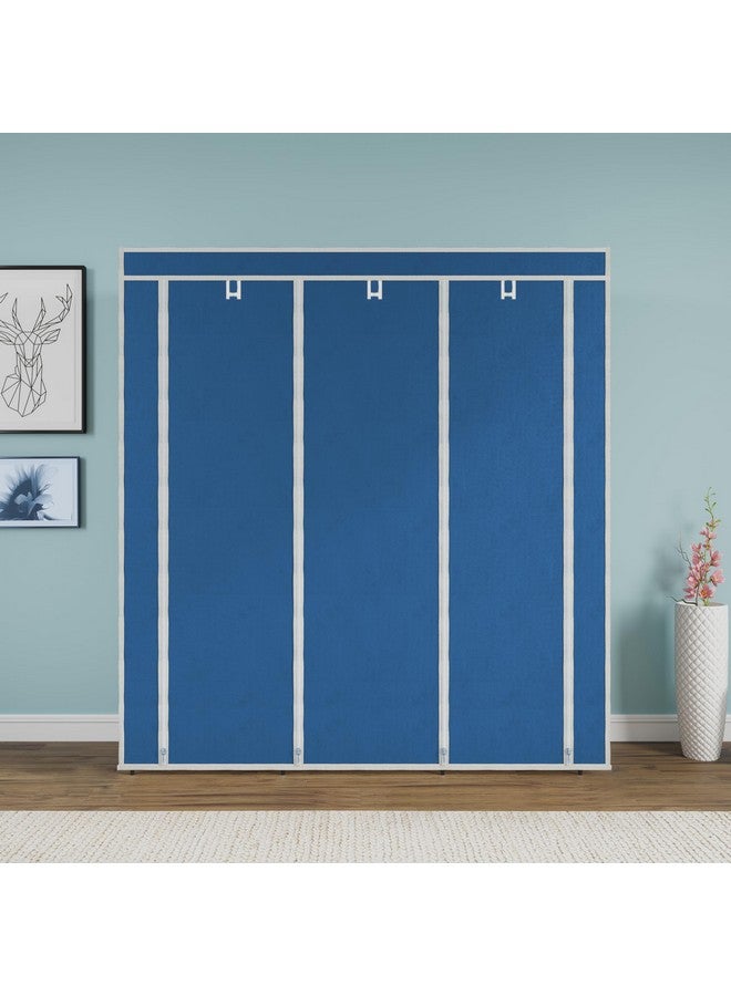 GTC Collapsible Wardrobe Portable Foldable Closet for Clothes Almira, 2 Hanging Space, 8 Shelves Non-Woven Fabric 90 GSM (88230) (Blue) - Image 3