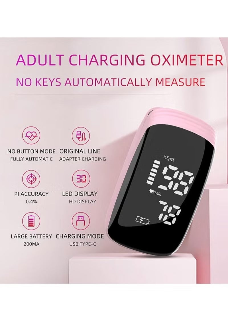Ocean - Pulse Oximeter, Pulse Oximeter Rechargeable, Pulse Oximeter with Rechargeable, Fingertip Blood Oxygen Saturation Monitor, Accurate Fast SpO2 Reading, Suitable for Outdoor Sports and Family (Pink) - Image 1