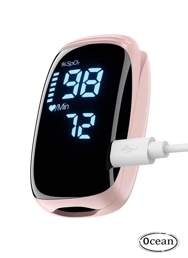 Ocean - Pulse Oximeter, Pulse Oximeter Rechargeable, Pulse Oximeter with Rechargeable, Fingertip Blood Oxygen Saturation Monitor, Accurate Fast SpO2 Reading, Suitable for Outdoor Sports and Family (Pink) - Image 1