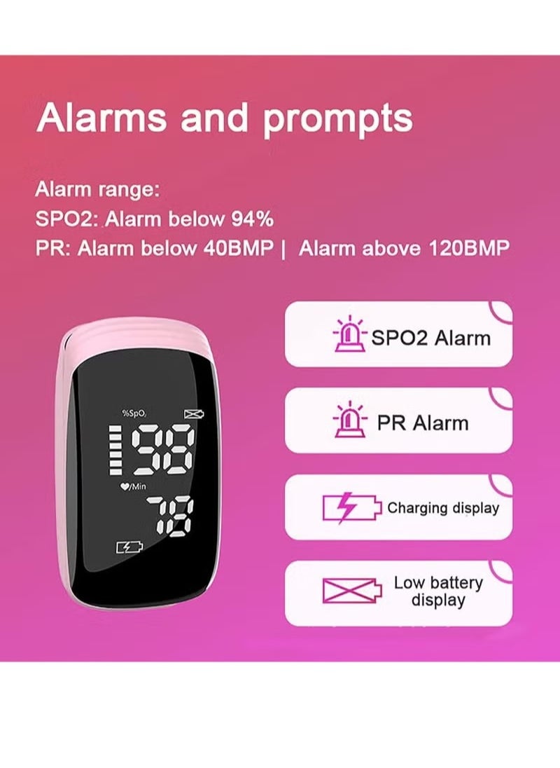 Ocean - Pulse Oximeter, Pulse Oximeter Rechargeable, Pulse Oximeter with Rechargeable, Fingertip Blood Oxygen Saturation Monitor, Accurate Fast SpO2 Reading, Suitable for Outdoor Sports and Family (Pink) - Image 1
