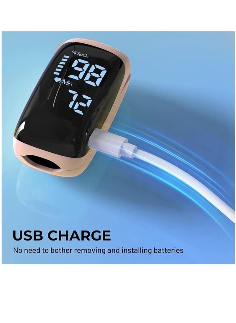 Ocean - Pulse Oximeter, Pulse Oximeter Rechargeable, Pulse Oximeter with Rechargeable, Fingertip Blood Oxygen Saturation Monitor, Accurate Fast SpO2 Reading, Suitable for Outdoor Sports and Family (Pink) - Image 1
