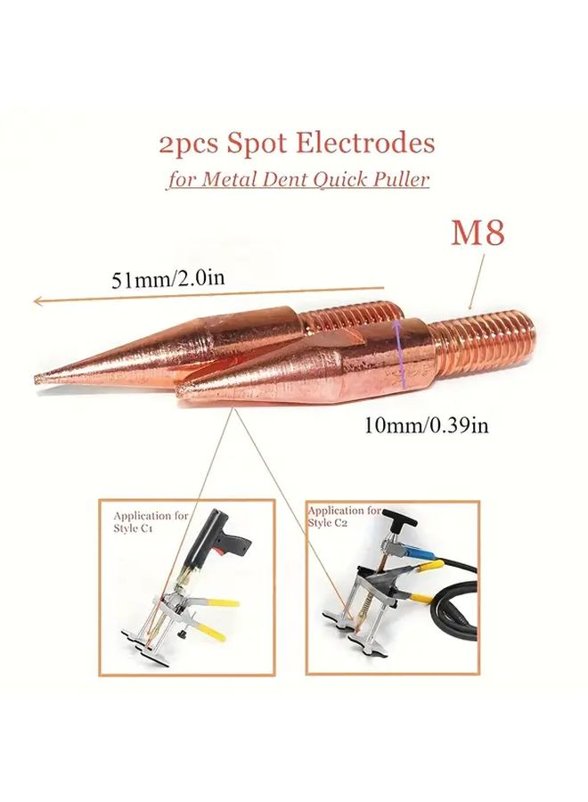 2pcs Spot Welding Electrodes Metal Dent Puller Car Body Repair Tool Levelling Bar Lifter - Image 1