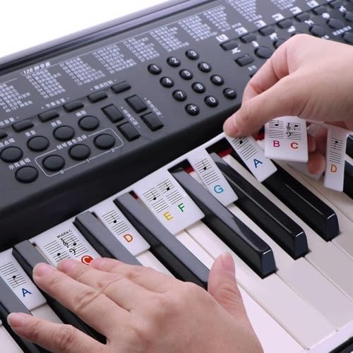 GICUNK Removable Piano Key Stickers Note Labels for 88 Key Full Size GICUNK Silicone Reusable Piano Keyboard Stickers for Beginners Comes with Box(Color) - Image 2