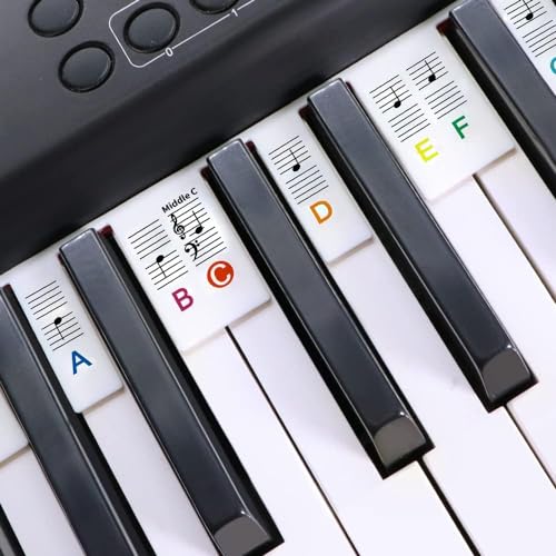 GICUNK Removable Piano Key Stickers Note Labels for 88 Key Full Size GICUNK Silicone Reusable Piano Keyboard Stickers for Beginners Comes with Box(Color) - Image 4