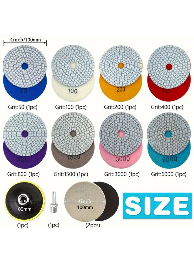 12pcs 4 Inch Wet Dry Granite Stone Polishing Pads 50 6000 Grit For Concrete Marble Quartz - Image 3