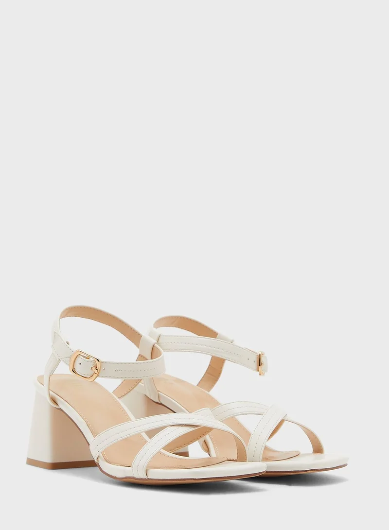 ELLA Cross Over Ankle Strap Block Heel Sandal