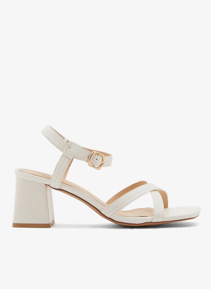 ELLA Cross Over Ankle Strap Block Heel Sandal - Image 1