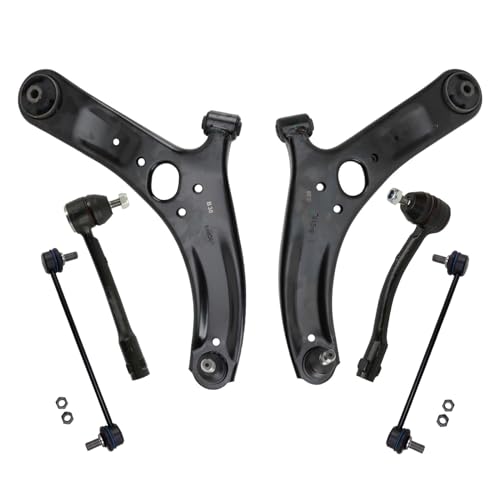 TRQ Front Steering & Suspension Kit Control Arm with Ball Joint Sway Bar Stabilizer Link Tie Rod Compatible with 2012-2017 Kia Rio - Image 1