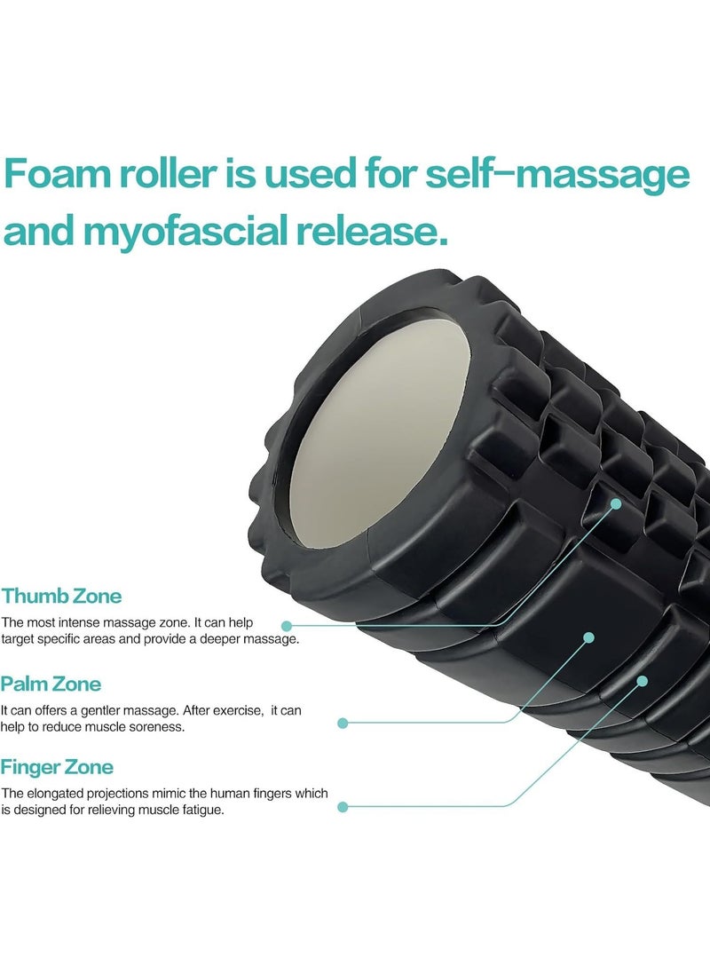 KUYING KUYING Foam Yoga Roller for Deep Tissue Massager, 33cm Length 14cm Diameter Patented High Density Exercise Roller Yoga, 150kg Max load Back Roller for Fitness (Black - - 33cm)  - Image 2