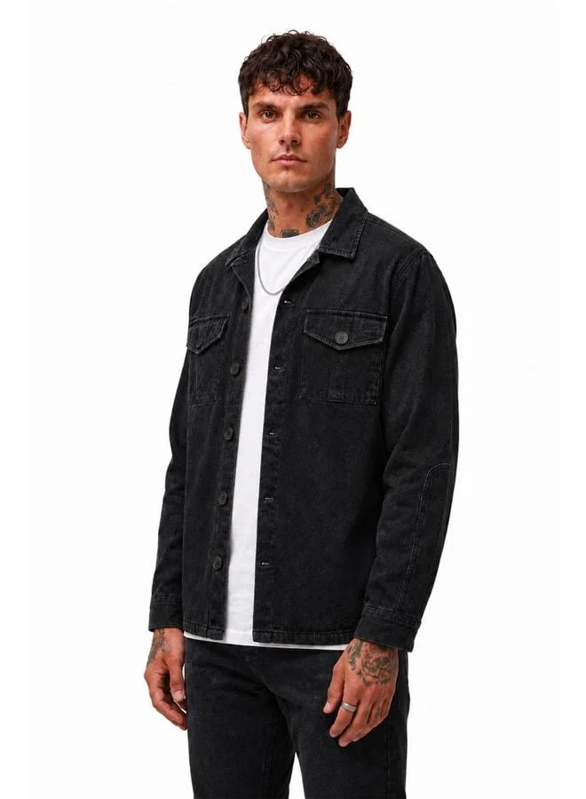 Bad Bear Chan Black Buttoned Men's Shirt Jacket.