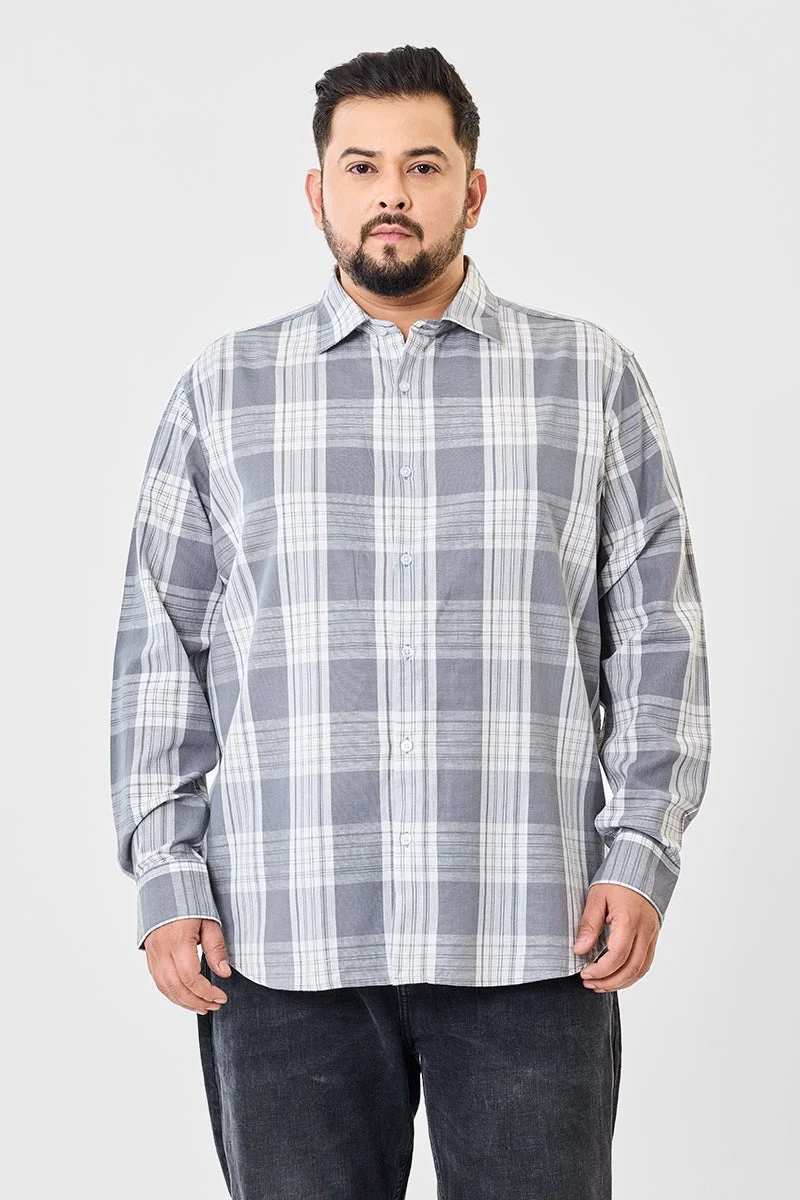 SNITCH Linen Blend Checks Plus Size Shirt
